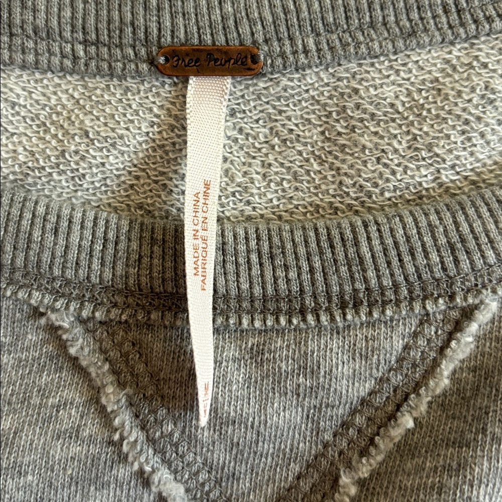 Free People Gray Cotton Top with Lace Detail - Picture 2 of 4